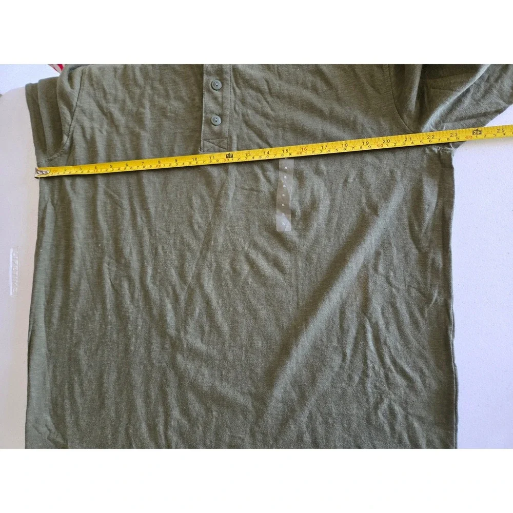 NWT Gap Mens XL Henley Shirt Long Sleeve Olive Green Slub Cotton New - Picture 5 of 7